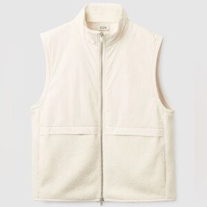 Cos Relaxed-Fit Fleece Gilet Vest Black Size M Off White Cream